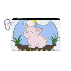 Go Vegan - Cute Pig Canvas Cosmetic Bag (medium) by Valentinaart