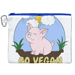 Go Vegan - Cute Pig Canvas Cosmetic Bag (xxl) by Valentinaart