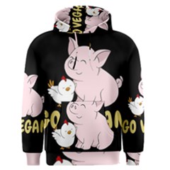 Go Vegan - Cute Pig And Chicken Men s Pullover Hoodie by Valentinaart