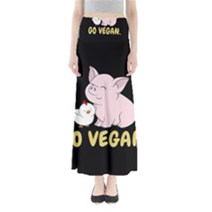 Go Vegan - Cute Pig And Chicken Full Length Maxi Skirt by Valentinaart