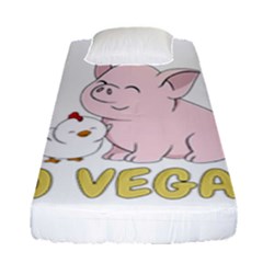 Go Vegan - Cute Pig And Chicken Fitted Sheet (single Size) by Valentinaart