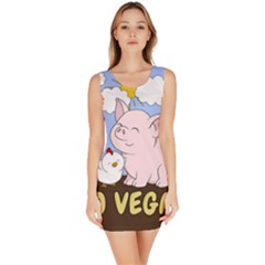 Go Vegan - Cute Pig And Chicken Bodycon Dress by Valentinaart