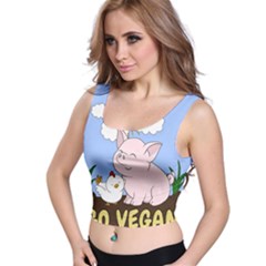 Go Vegan - Cute Pig And Chicken Crop Top by Valentinaart