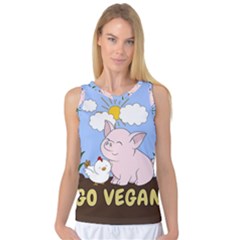 Go Vegan - Cute Pig And Chicken Women s Basketball Tank Top by Valentinaart