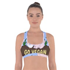 Go Vegan - Cute Pig And Chicken Cross Back Sports Bra by Valentinaart