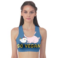 Go Vegan - Cute Pig And Chicken Sports Bra by Valentinaart