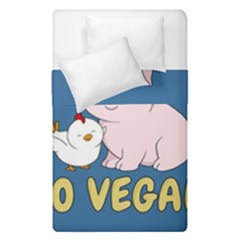 Go Vegan - Cute Pig And Chicken Duvet Cover Double Side (single Size) by Valentinaart