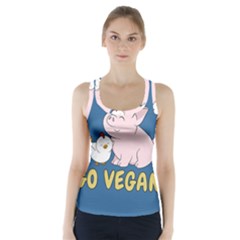 Go Vegan - Cute Pig And Chicken Racer Back Sports Top by Valentinaart