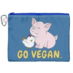 Go Vegan - Cute Pig And Chicken Canvas Cosmetic Bag (xxl) by Valentinaart