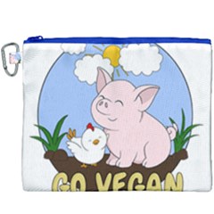 Go Vegan - Cute Pig And Chicken Canvas Cosmetic Bag (xxxl) by Valentinaart