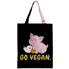 Go Vegan - Cute Pig And Chicken Zipper Classic Tote Bag by Valentinaart