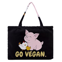 Go Vegan - Cute Pig And Chicken Zipper Medium Tote Bag by Valentinaart