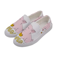 Go Vegan - Cute Pig And Chicken Women s Canvas Slip Ons by Valentinaart