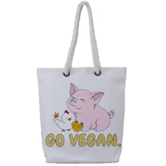 Go Vegan - Cute Pig And Chicken Full Print Rope Handle Tote (small) by Valentinaart