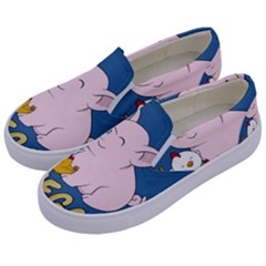 Go Vegan - Cute Pig And Chicken Kids  Canvas Slip Ons