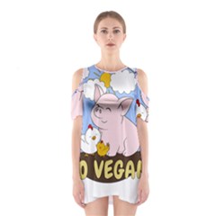 Go Vegan - Cute Pig And Chicken Shoulder Cutout One Piece by Valentinaart