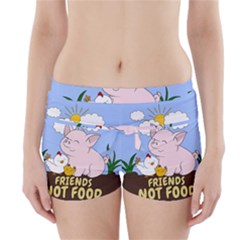 Friends Not Food - Cute Pig And Chicken Boyleg Bikini Wrap Bottoms by Valentinaart