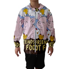 Friends Not Food - Cute Pig And Chicken Hooded Wind Breaker (kids) by Valentinaart