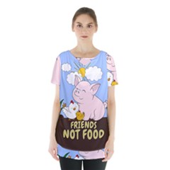 Friends Not Food - Cute Pig And Chicken Skirt Hem Sports Top by Valentinaart