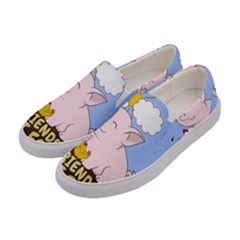 Friends Not Food - Cute Pig And Chicken Women s Canvas Slip Ons by Valentinaart