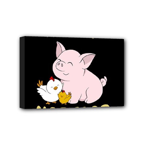 Friends Not Food - Cute Pig And Chicken Mini Canvas 6  X 4  by Valentinaart