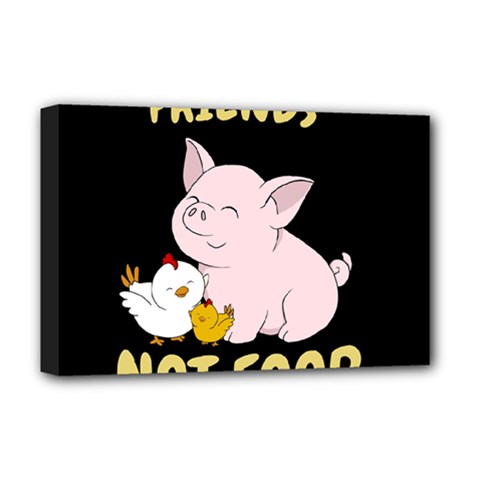 Friends Not Food - Cute Pig And Chicken Deluxe Canvas 18  X 12   by Valentinaart