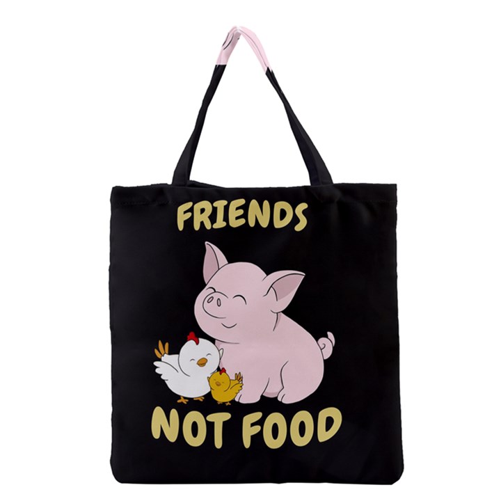 Friends Not Food - Cute Pig and Chicken Grocery Tote Bag