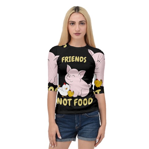 Friends Not Food - Cute Pig And Chicken Quarter Sleeve Raglan Tee by Valentinaart