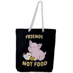 Friends Not Food - Cute Pig And Chicken Full Print Rope Handle Tote (large) by Valentinaart