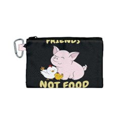 Friends Not Food - Cute Pig And Chicken Canvas Cosmetic Bag (small) by Valentinaart