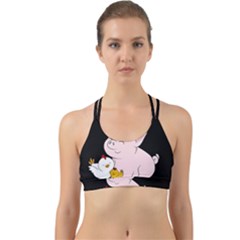 Friends Not Food - Cute Pig And Chicken Back Web Sports Bra by Valentinaart