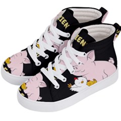 Friends Not Food - Cute Pig And Chicken Kid s Hi-top Skate Sneakers by Valentinaart