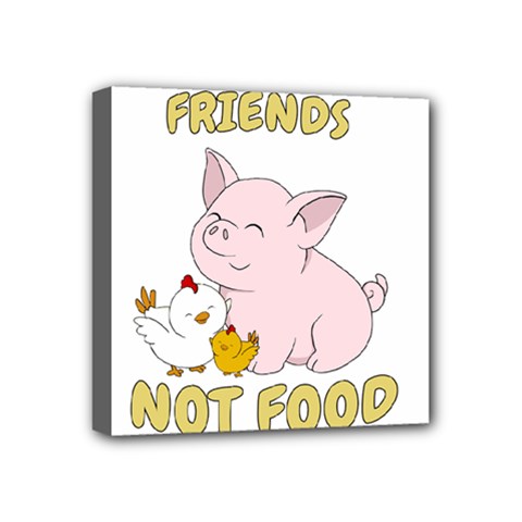 Friends Not Food - Cute Pig And Chicken Mini Canvas 4  X 4  by Valentinaart