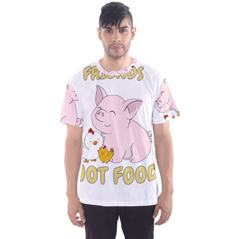 Friends Not Food - Cute Pig And Chicken Men s Sports Mesh Tee by Valentinaart