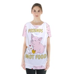 Friends Not Food - Cute Pig And Chicken Skirt Hem Sports Top by Valentinaart