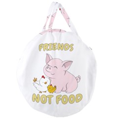 Friends Not Food - Cute Pig And Chicken Giant Round Zipper Tote by Valentinaart