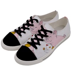 Friends Not Food - Cute Pig And Chicken Men s Low Top Canvas Sneakers by Valentinaart