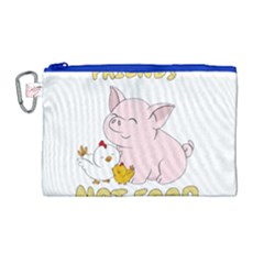 Friends Not Food - Cute Pig And Chicken Canvas Cosmetic Bag (large) by Valentinaart