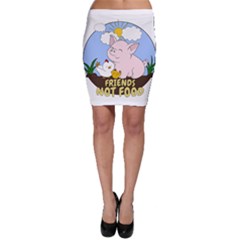 Friends Not Food - Cute Pig And Chicken Bodycon Skirt