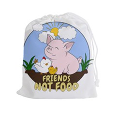 Friends Not Food - Cute Pig And Chicken Drawstring Pouches (xxl) by Valentinaart