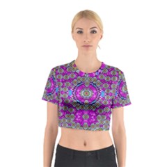 Spring Time In Colors And Decorative Fantasy Bloom Cotton Crop Top by pepitasart