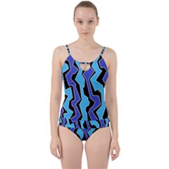 Vertical Blues Polynoise Cut Out Top Tankini Set by jumpercat