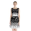 Flat Tech Camouflage Black And White Sleeveless Waist Tie Chiffon Dress View1