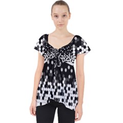 Flat Tech Camouflage Black And White Lace Front Dolly Top