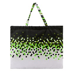 Flat Tech Camouflage Reverse Green Zipper Large Tote Bag by jumpercat