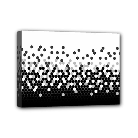 Flat Tech Camouflage White And Black Mini Canvas 7  X 5  by jumpercat