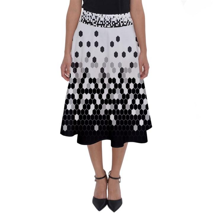Flat Tech Camouflage White And Black Perfect Length Midi Skirt