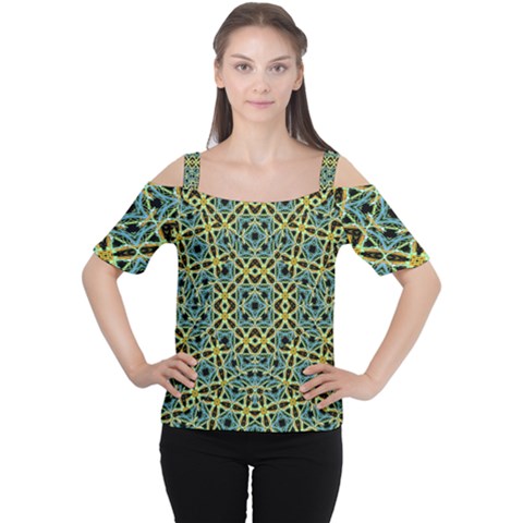 Arabesque Seamless Pattern Cutout Shoulder Tee by dflcprints