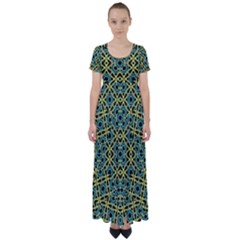 Arabesque Seamless Pattern High Waist Short Sleeve Maxi Dress by dflcprints