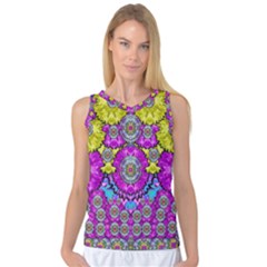 Fantasy Bloom In Spring Time Lively Colors Women s Basketball Tank Top by pepitasart